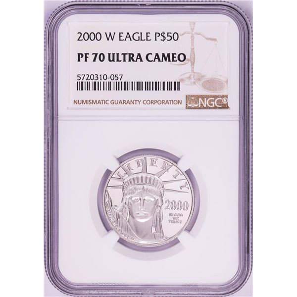 2000-W $50 Proof American Platinum Eagle Coin PCGS PF70 Ultra Cameo