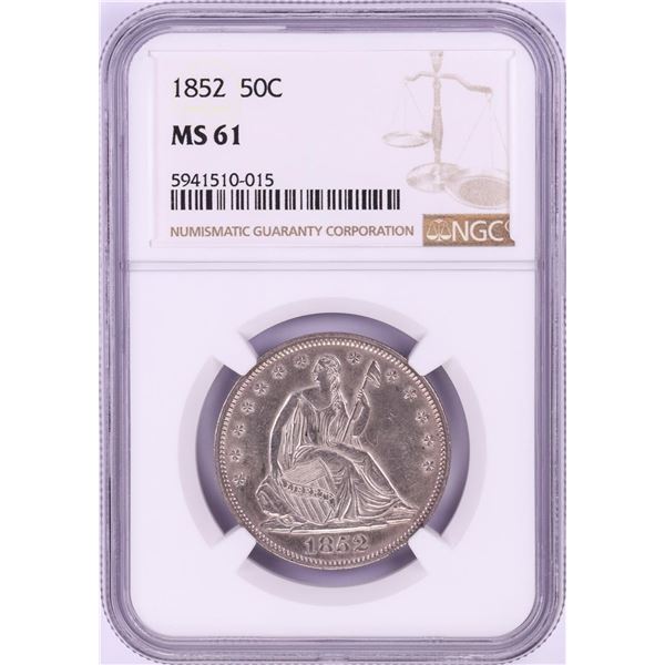 1852 Seated Liberty Half Dollar Coin NGC MS61