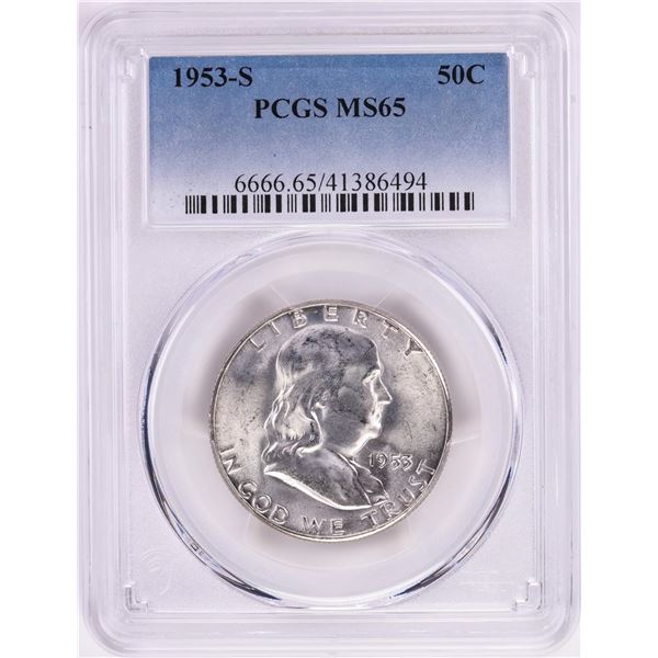 1953-S Franklin Half Dollar Coin PCGS MS65