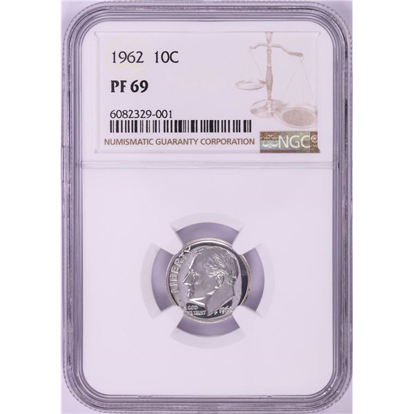 1962 Proof Roosevelt Dime Coin NGC PF69