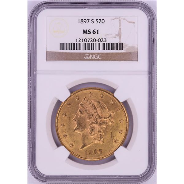 1897-S $20 Liberty Head Double Eagle Gold Coin NGC MS61