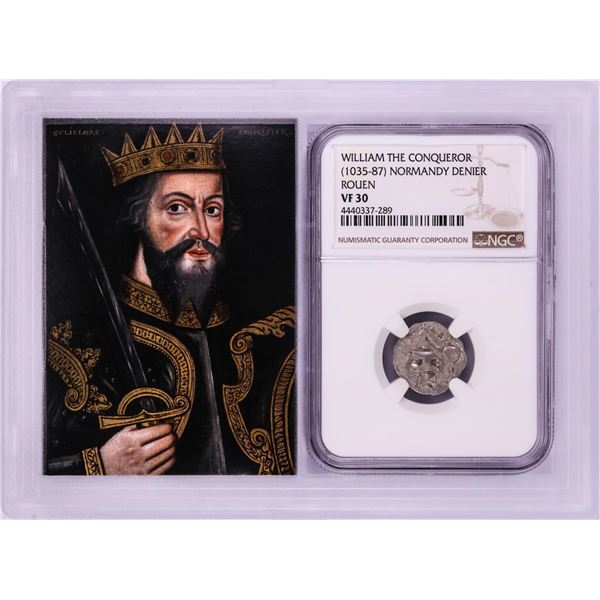 1035-87 William The Conqueror Normandy Rouen Denier Coin NGC VF30 w/ Story Box