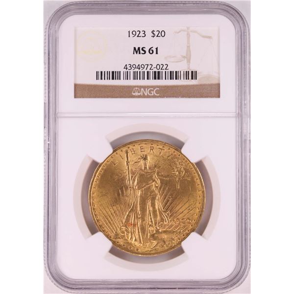 1923 $20 St. Gaudens Double Eagle Gold Coin NGC MS61