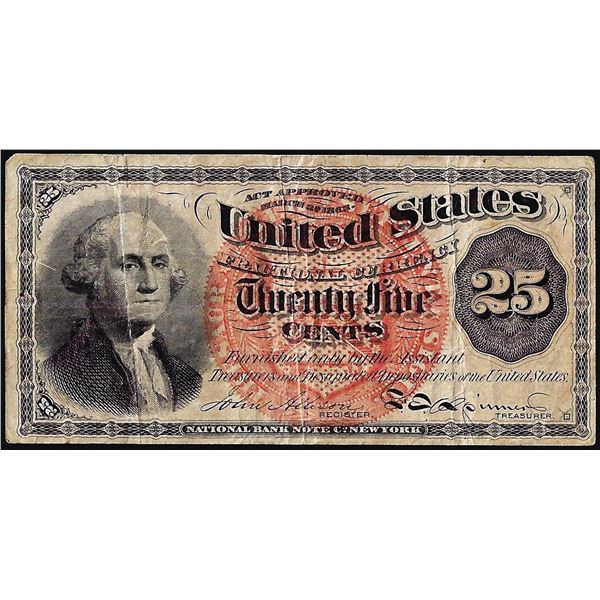 March 3, 1863 Fourth Issue Twenty-Five Cents Fractional Currency Note
