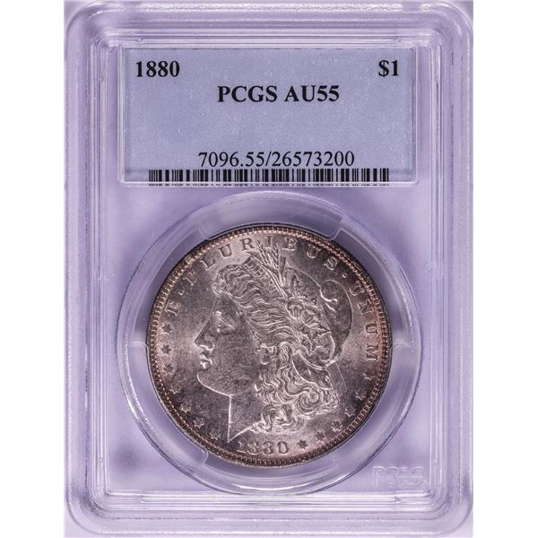 1880 $1 Morgan Silver Dollar Coin PCGS AU55