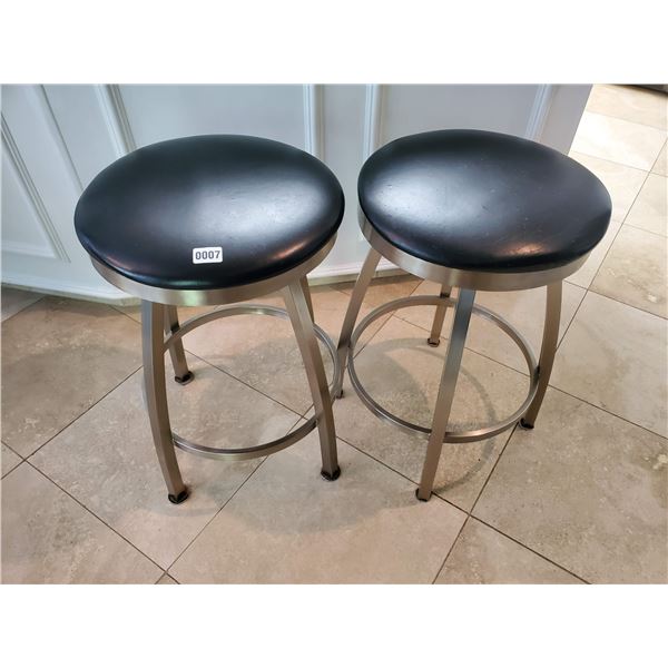2 Chrome and Leather Bar Stools