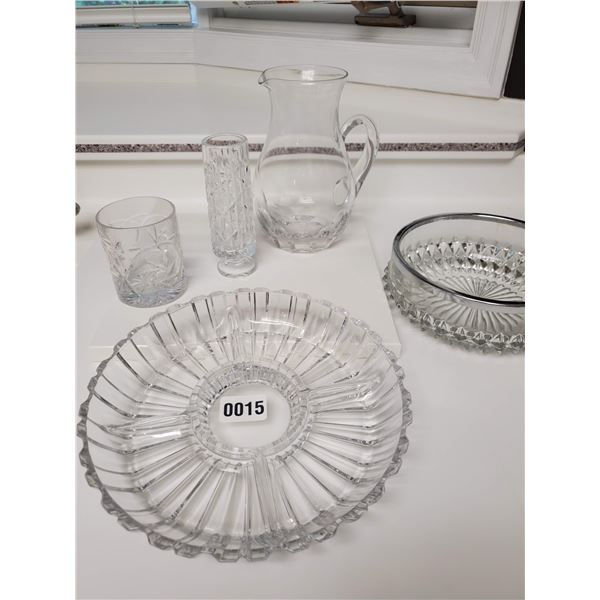 Vintage Crystal and Glass Serving Set