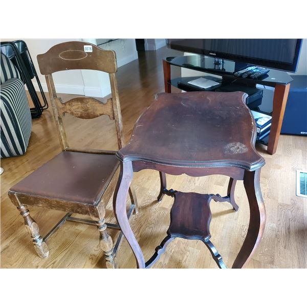 Antique Chair and Side Table
