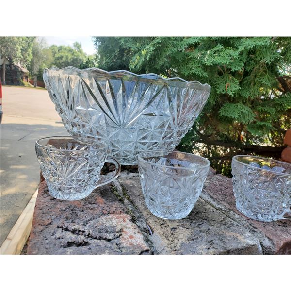 Cut Crystal Punchbowl Set