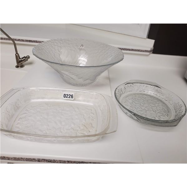 Vintage Frosted Glass Serving Set