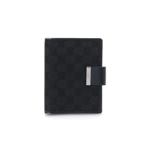Gucci Black GG Canvas Agenda Wallet