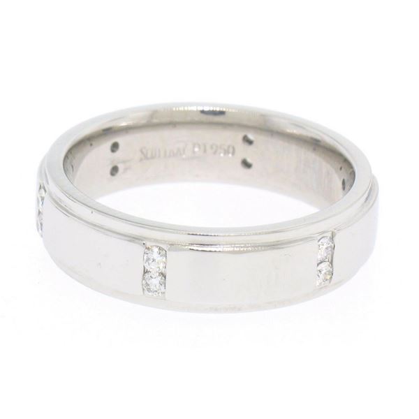 Men's Scott Kay Platinum .24 ctw Channel Diamond Solid Wide Wedding Band Ring