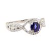 Image 1 : 1.43 ctw Blue Sapphire And Diamond Ring - 18KT White Gold