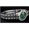 Image 4 : Rolex Ladies Stainless Steel 26MM Green Vignette Diamond Oyster Perpetual Dateju