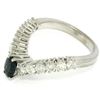 Image 4 : 18k White Gold 1.64 ctw Oval Sapphire Solitaire Round Diamond Chevron V Band Rin