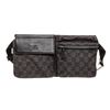 Image 1 : Gucci Black Gray GG Canvas Leather Trim Waist Bag