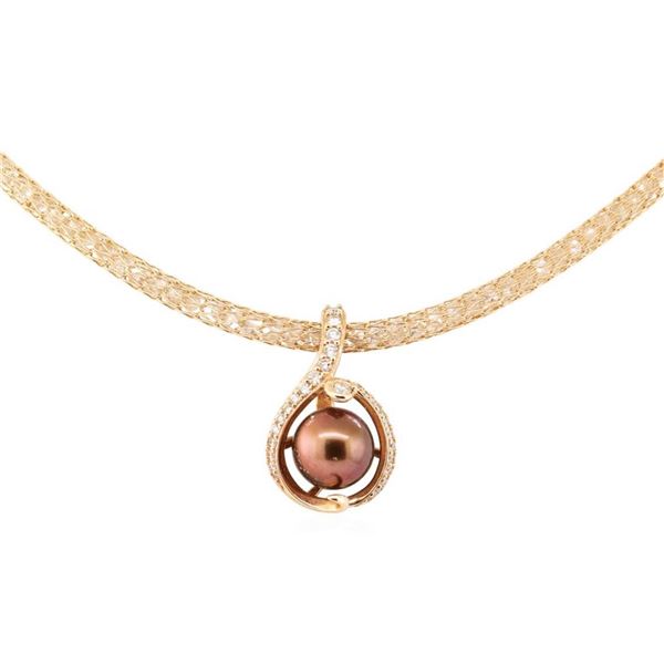 0.51 ctw Diamond and Pearl Pendant & Chain - 14KT Rose Gold