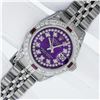 Image 2 : Rolex Ladies Stainless Steel 26MM Purple String Diamond Lugs Datejust Wristwatch