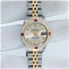 Image 3 : Rolex Ladies 2 Tone Silver Diamond & Ruby Oyster Perpetual Datejust Wristwatch