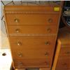 Image 2 : 3 PIECE WATERFALL BEDROOM SUITE INCLUDING MIRRORED DRESSER & STOOL, CHEST OF DRAWERS, BED FRAME WITH