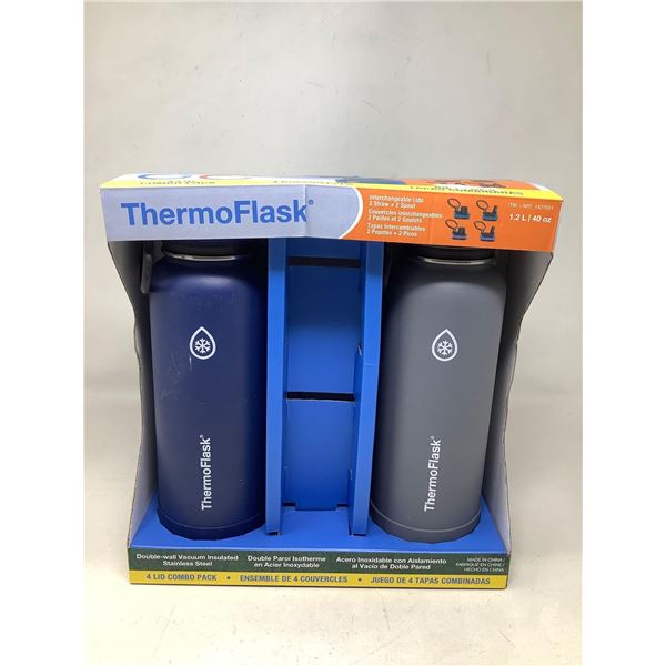 Thermoflask Double-Wall Vacuum Insulated Stainless Steel 4 Lid Combo Pack