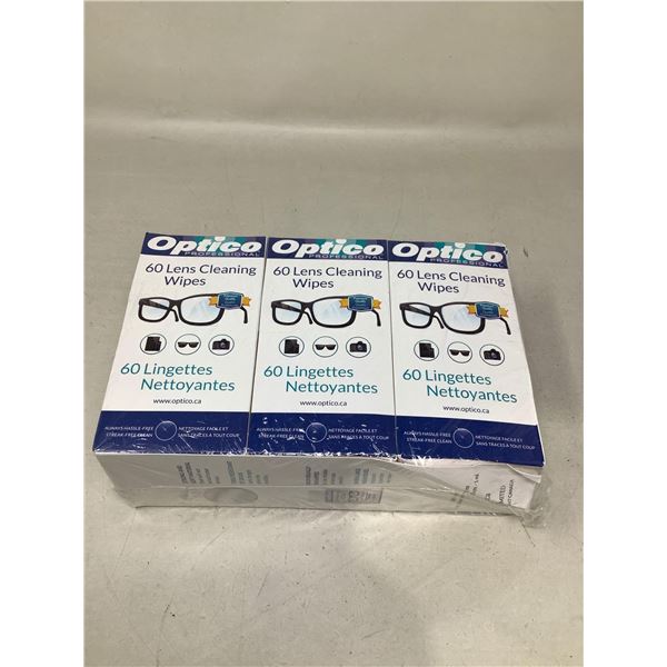 Optico Professional 60 Lens Cleaning Wipes Lot Of 3