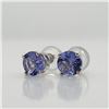 Image 1 : 14K White Gold Natural Tanzanite(1.1ct) Earrings (~weight 0.82g), Made in Canada, Appraised Retail $