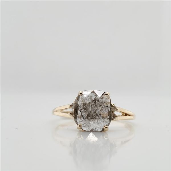 10K Yellow Gold Fancy Brown Diamond(1Ct,I1) Diamond(0.04ct) Ring (~Size 6.25) (~weight 1.2g), Made i