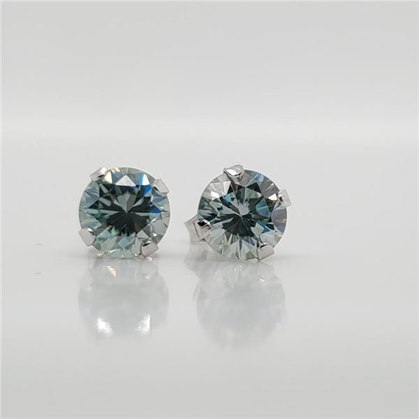 10K White Gold Moissanite(1.5ct) Earrings (~weight 0.66g), Made in Canada, Appraised Retail $1610