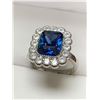 Image 2 : Ladies Silver Emerald Cut Topaz Solitaire Cluster Top Dress Ring 1.2 Carat Size 7