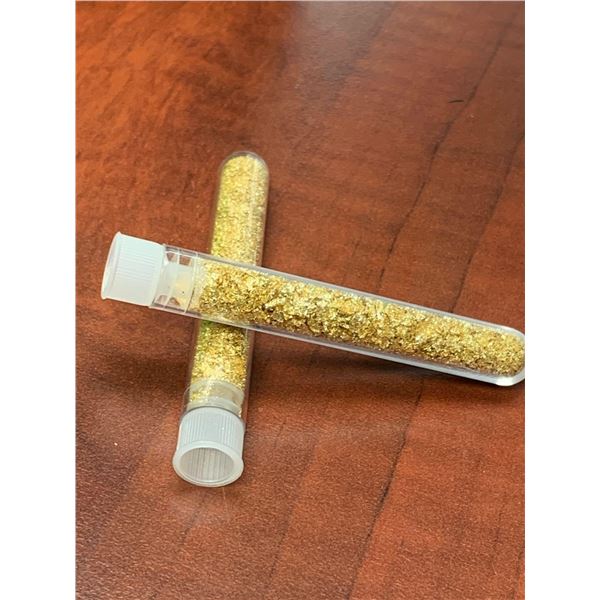 Lot of 2 large vials of gold flaking material