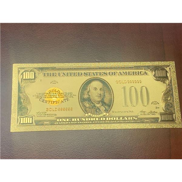United States of America Foiled 100 dollar collector note gold clad