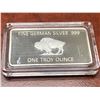 Image 1 : Fine German Silver Buffalo one troy ounce .999 wafer bar