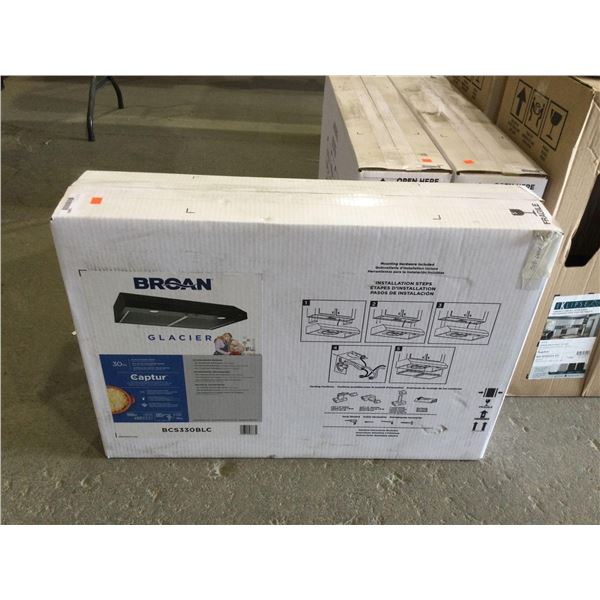 Broan Glacier 30in Stainless Steel Under-Cabinet Range Hood - Model: BCS330SSC