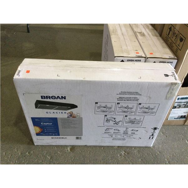 Broan Glacier 30in Stainless Steel Under-Cabinet Range Hood - Model: BCS330SSC