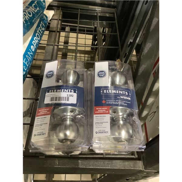 Weiser Elements Keyed Entry Door Knob Kit Lot of 2