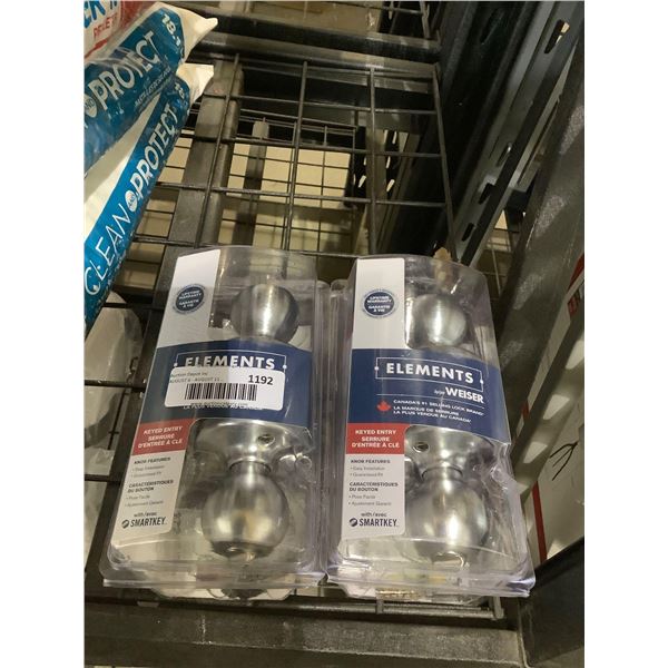 Weiser Elements Keyed Entry Door Knob Kit Lot of 2