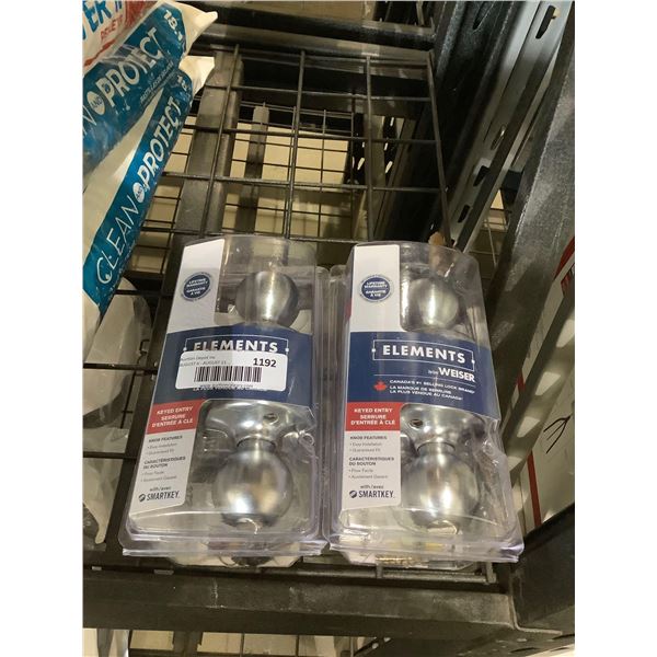 Weiser Elements Keyed Entry Door Knob Kit Lot of 2