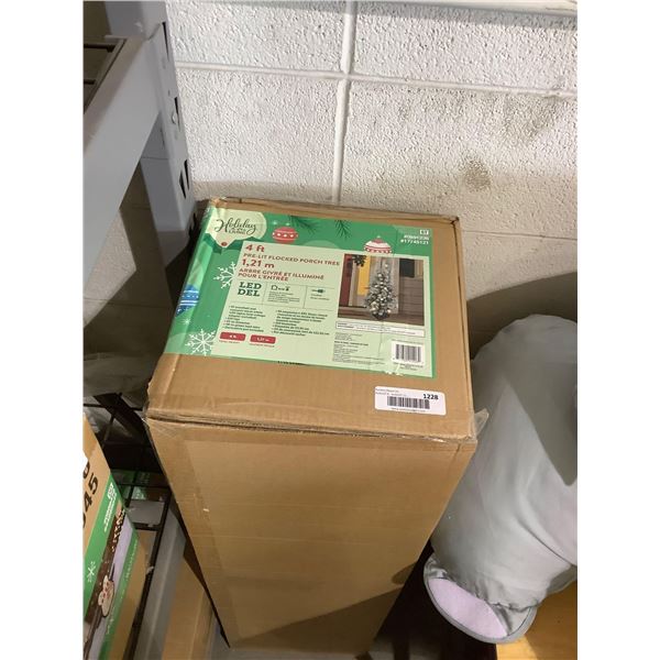 Holiday Living 4ft Pre-Lit Flocked Porch Tree