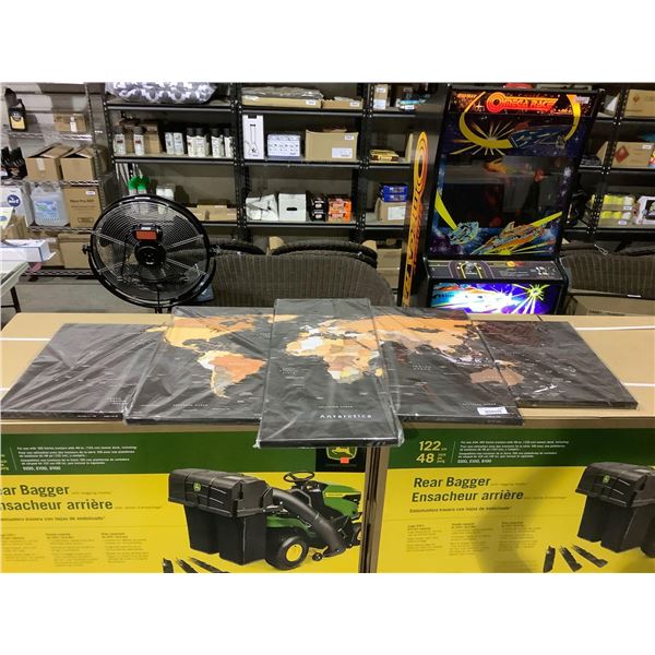 World Map 5-Panel Canvas Wall Art