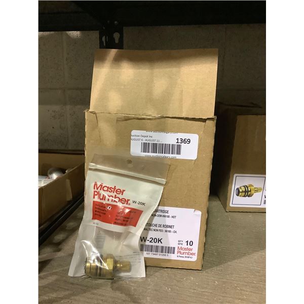 Case of 10 Master Plumber Right Hand Hot Water Cartridges - Model: W-20K