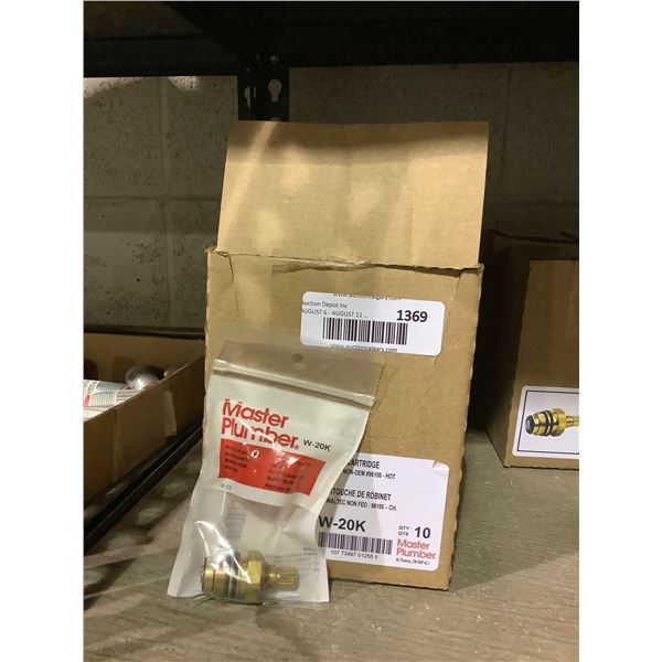 Case of 10 Master Plumber Right Hand Hot Water Cartridges - Model: W-20K