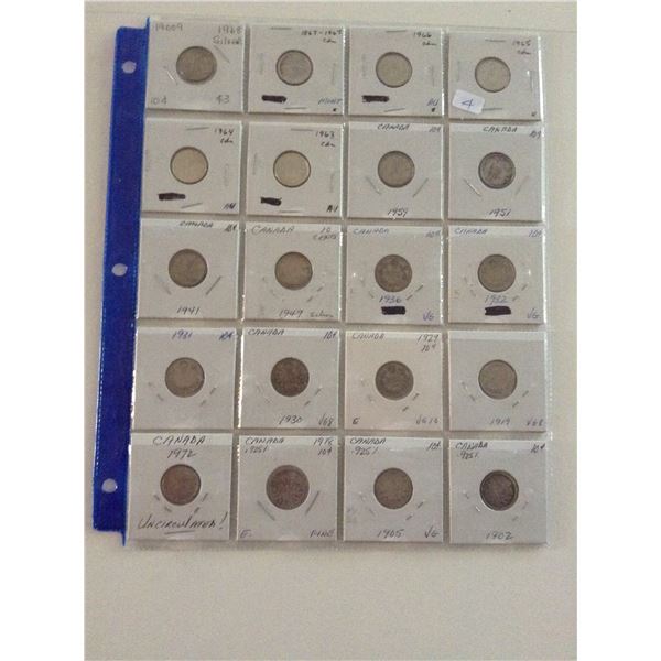 Canada Silver Dime Collection