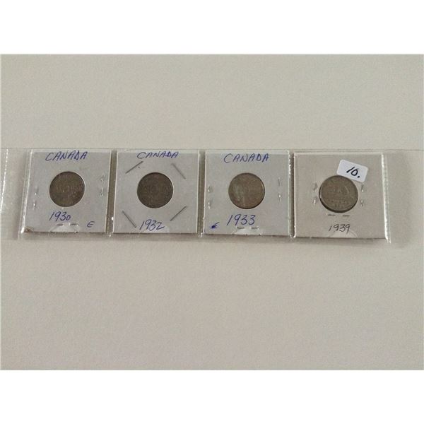 Canada Nickel Set (1930, 1932,1933,1939)