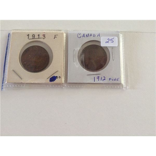 Canada Large Cents (1912, 1913)