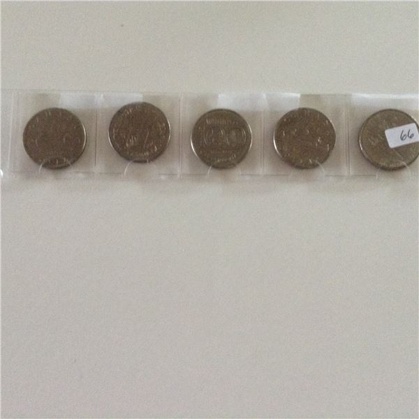 Canada Nickel Dollar Set (1969, 1971, 1974, 1976, 1984)