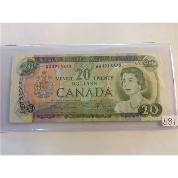 1969 Canada $20.00 Bill Lawson Bovey