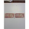 Image 1 : Two 1974 Canada $2.00 Dollar Bills - Circulated