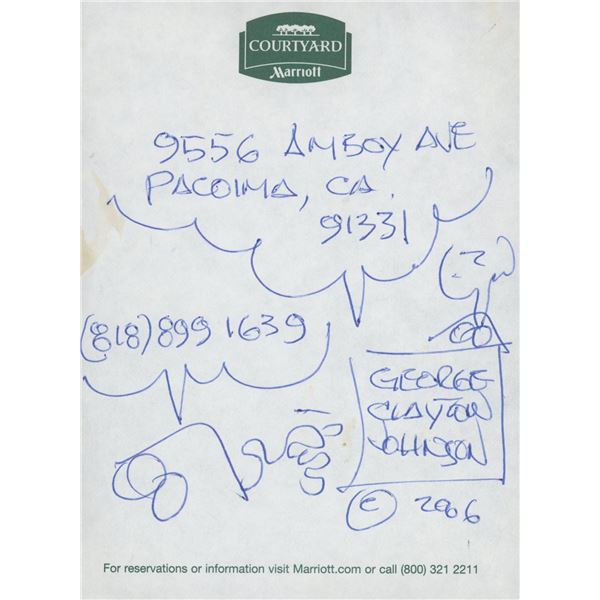 Logans Run George Clayton Johnson signed note