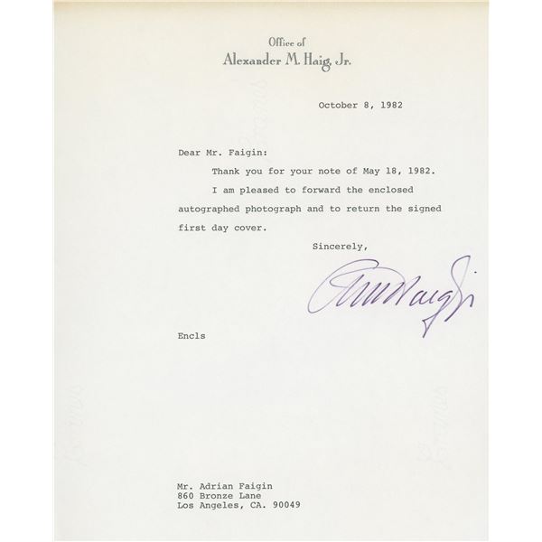 Alexander Haig signed letter